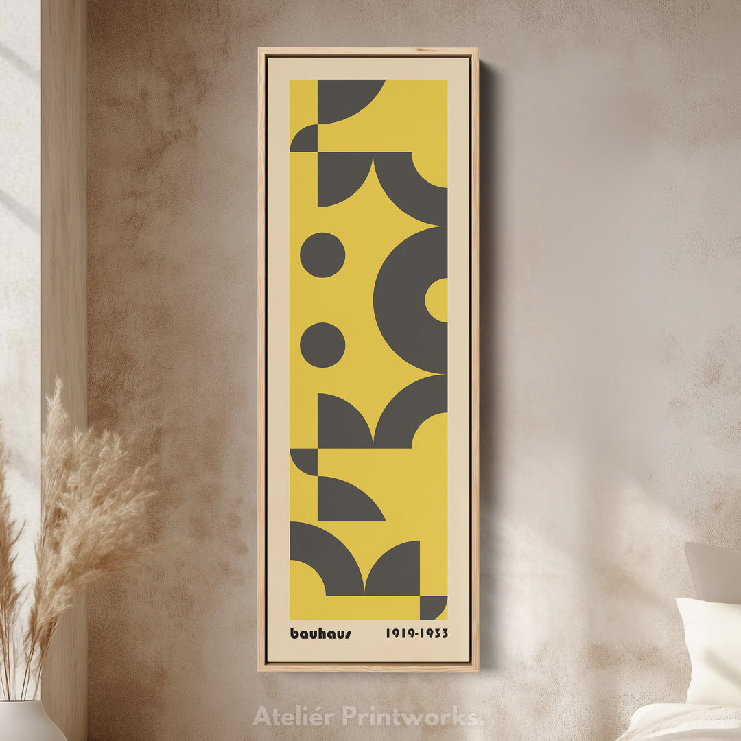 Blue and Beige Bauhaus Vertical Framed Canvas Wall Art for Bedroom or Office