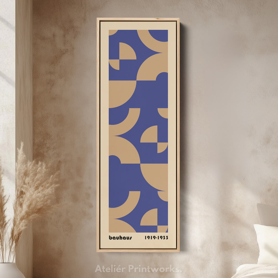 Toile murale encadrée verticale géométrique Bauhaus rouge et noire pour salon ou couloir