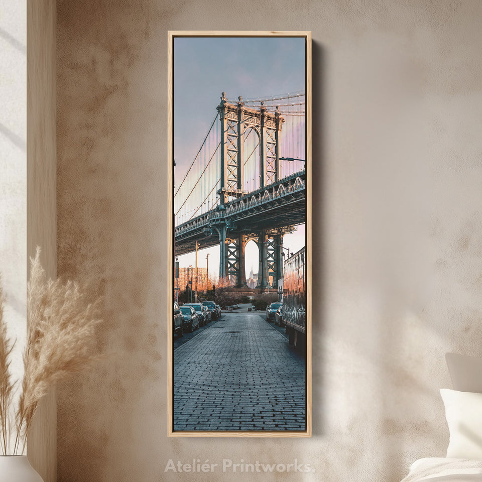 Narrow Wall Art Manhattan Bridge Vertical Framed Canvas For Hallway