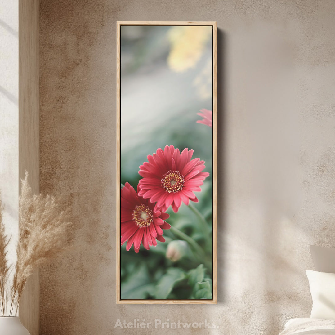Vertical Wall Art Red Flowers Narrow Wall Art For Bedroom