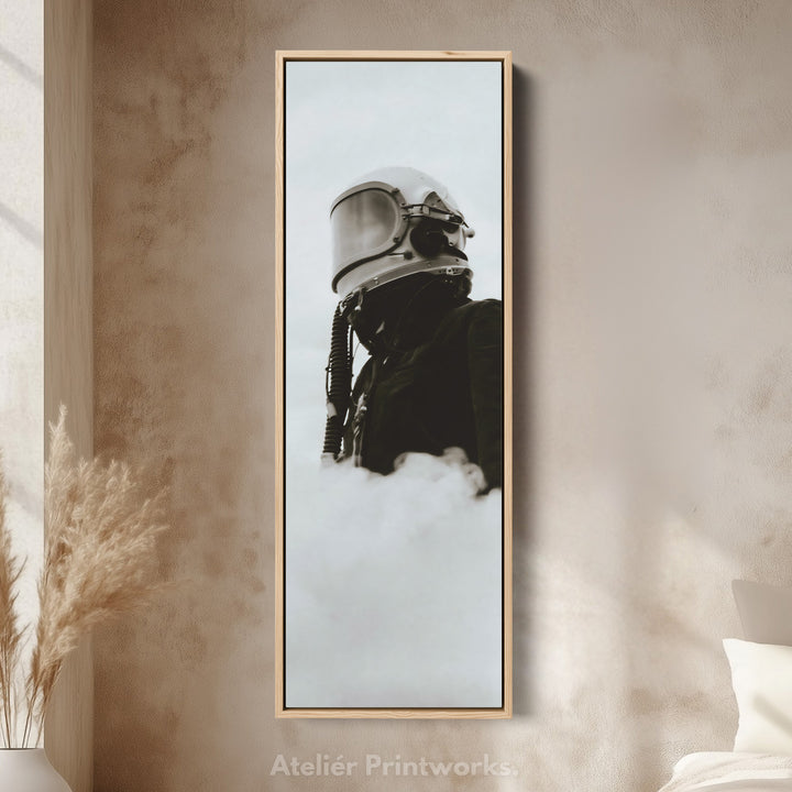 Vertical Wall Art Futuristic Helmet Tall Canvas For Hallway