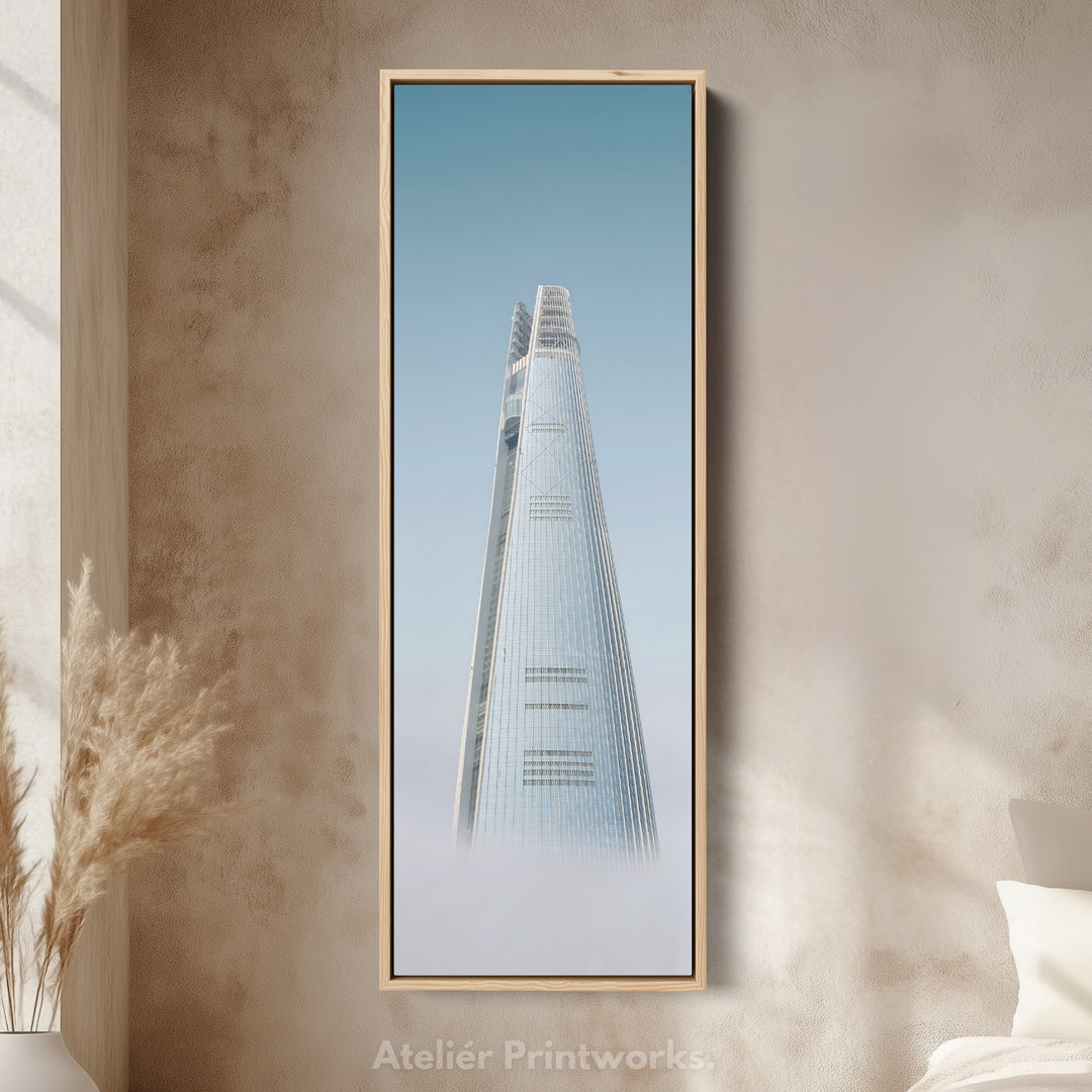 Narrow Wall Art Modern City Tower Vertical Framed Canvas For Office