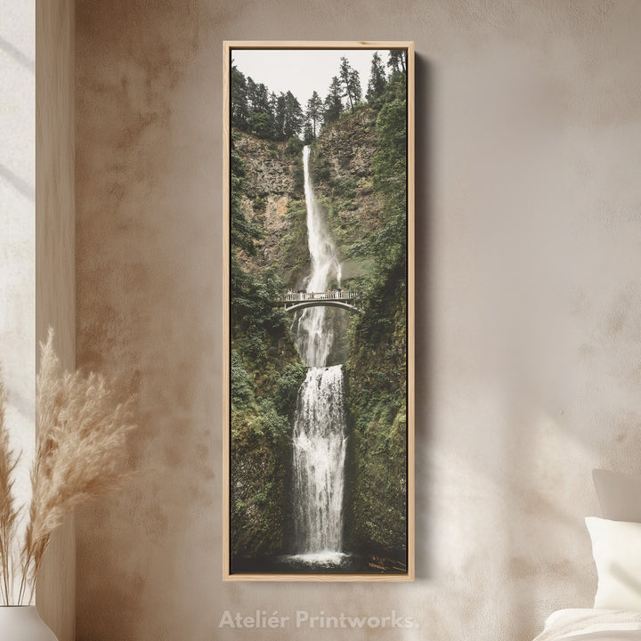 Tall Canvas Wall Art Waterfall Bridge Narrow Wall Art For Living Room