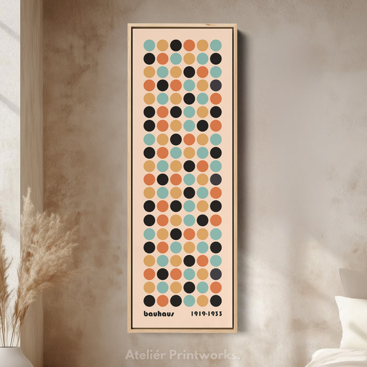Vertical Framed Canvas Geometric Bauhaus Tall Wall Art For Office
