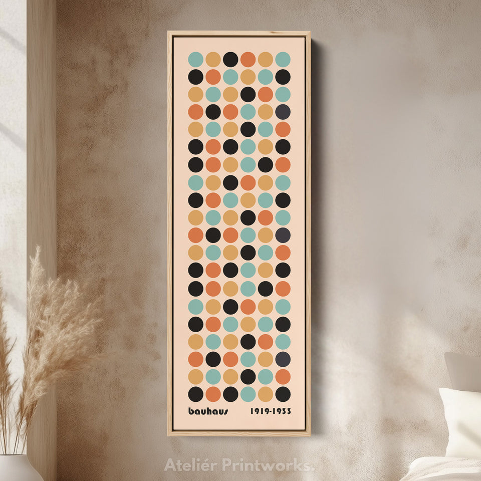 Vertical Framed Canvas Geometric Bauhaus Tall Wall Art For Office