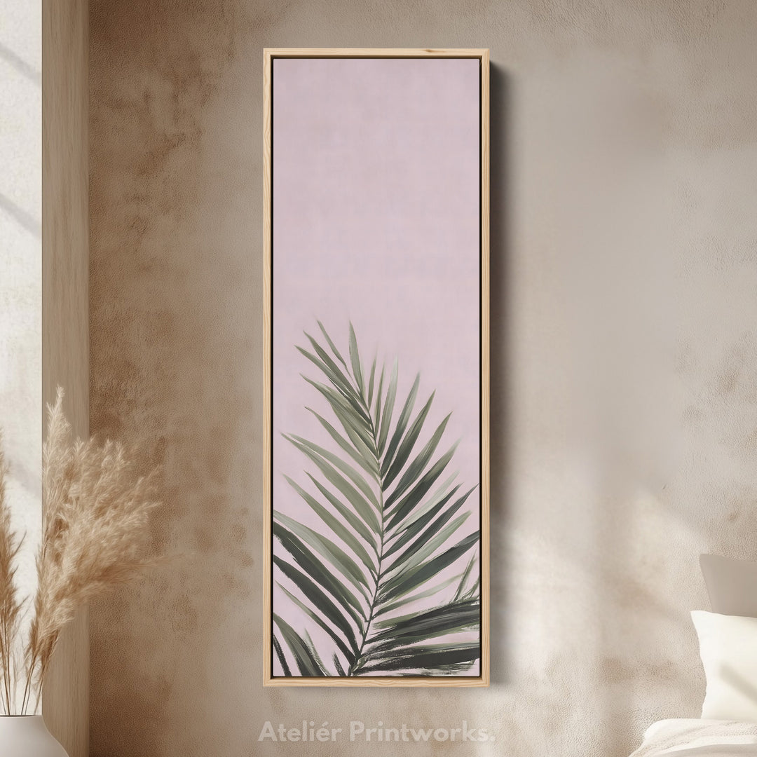 Vertical Wall Art Pink Fern Tall Canvas For Bedroom