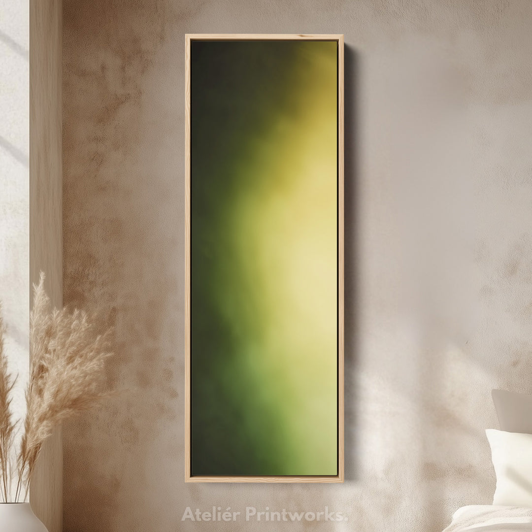 Thin Wall Art Green Yellow Gradient Vertical Canvas For Hallway