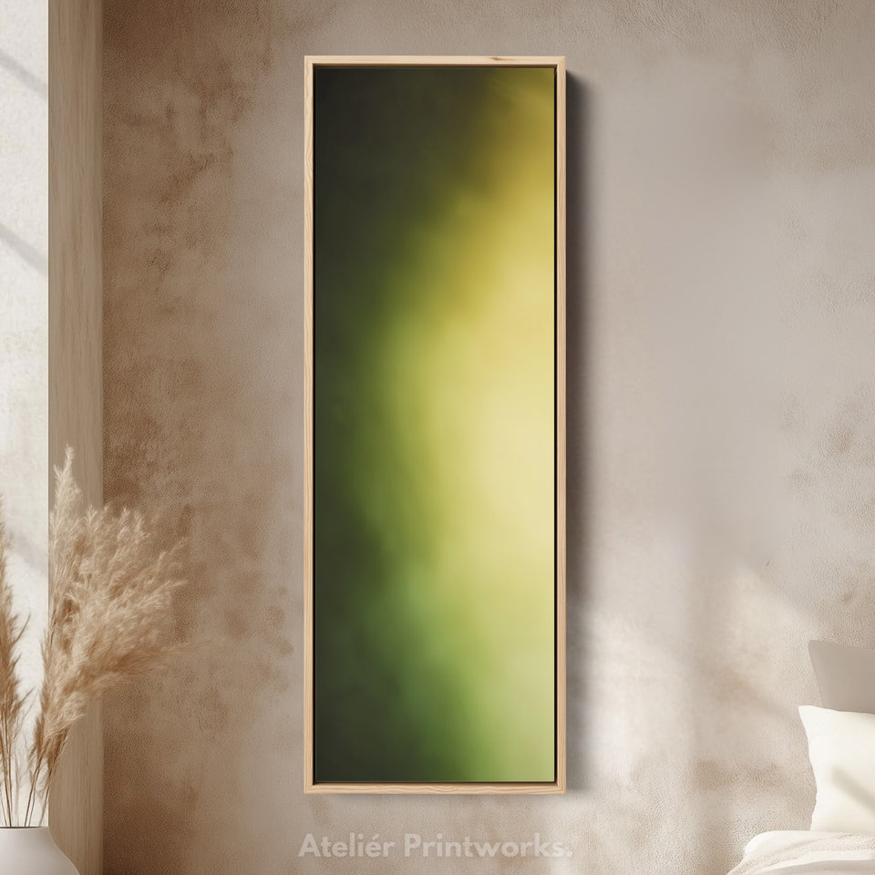 Thin Wall Art Green Yellow Gradient Vertical Canvas For Hallway