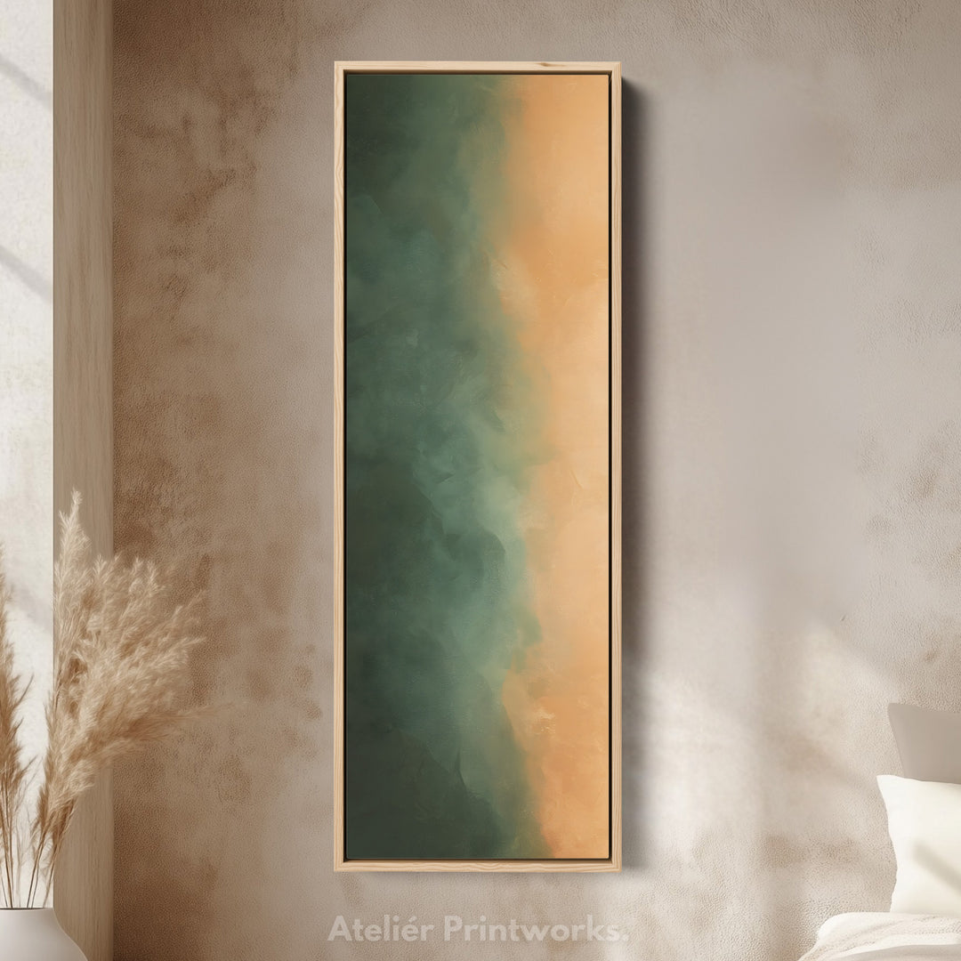 Skinny Wall Art Green Orange Tall Canvas Wall Art For Hallway