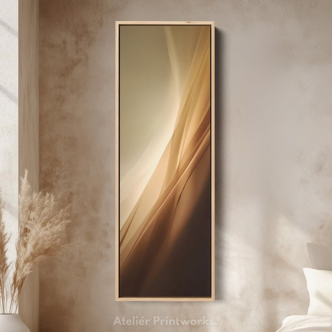 Tall Canvas Wall Art Beige Gold Vertical Framed Canvas For Bedroom