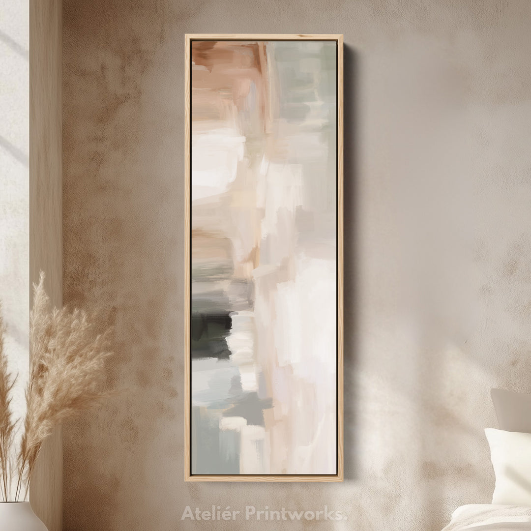 Vertical Wall Art Neutral Beige Narrow Wall Art For Living Room