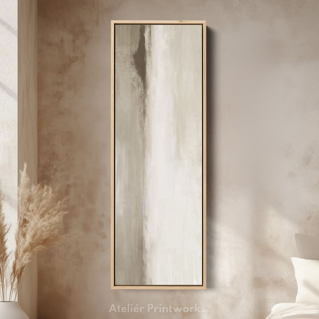 Thin Wall Art Beige Long Vertical Canvas For Hallway