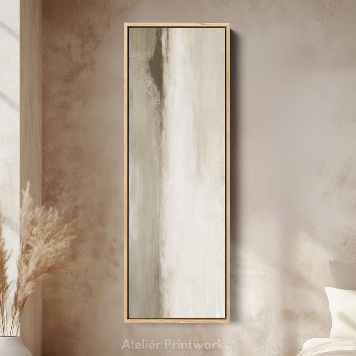 Thin Wall Art Beige Long Vertical Canvas For Hallway