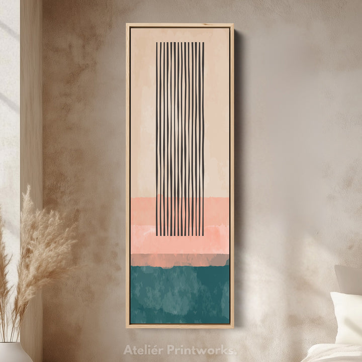 Long Vertical Canvas Orange Blue Tall Modern Abstract Wall Art