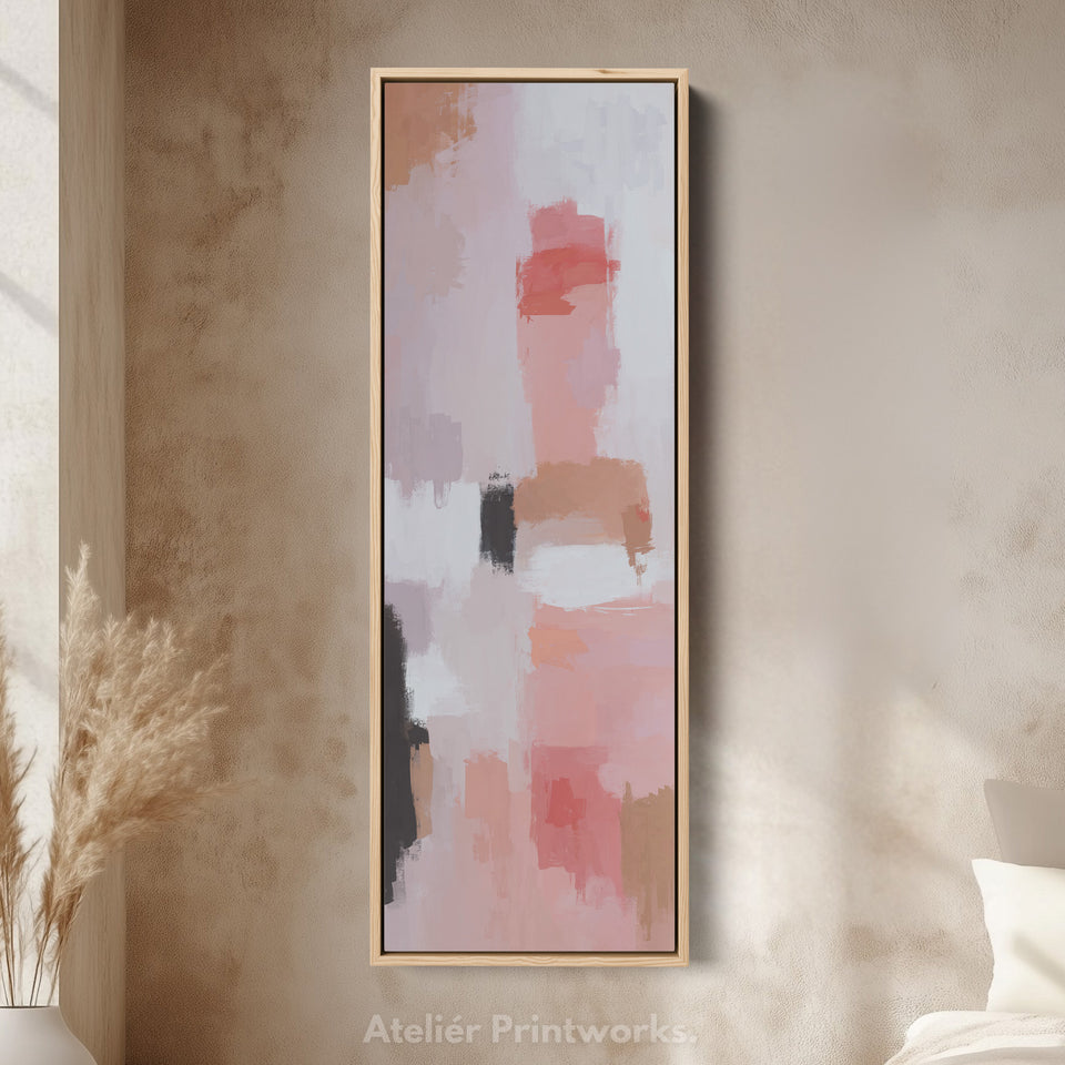 Tall Wall Art Soft Abstract Pink And Red For Living Room