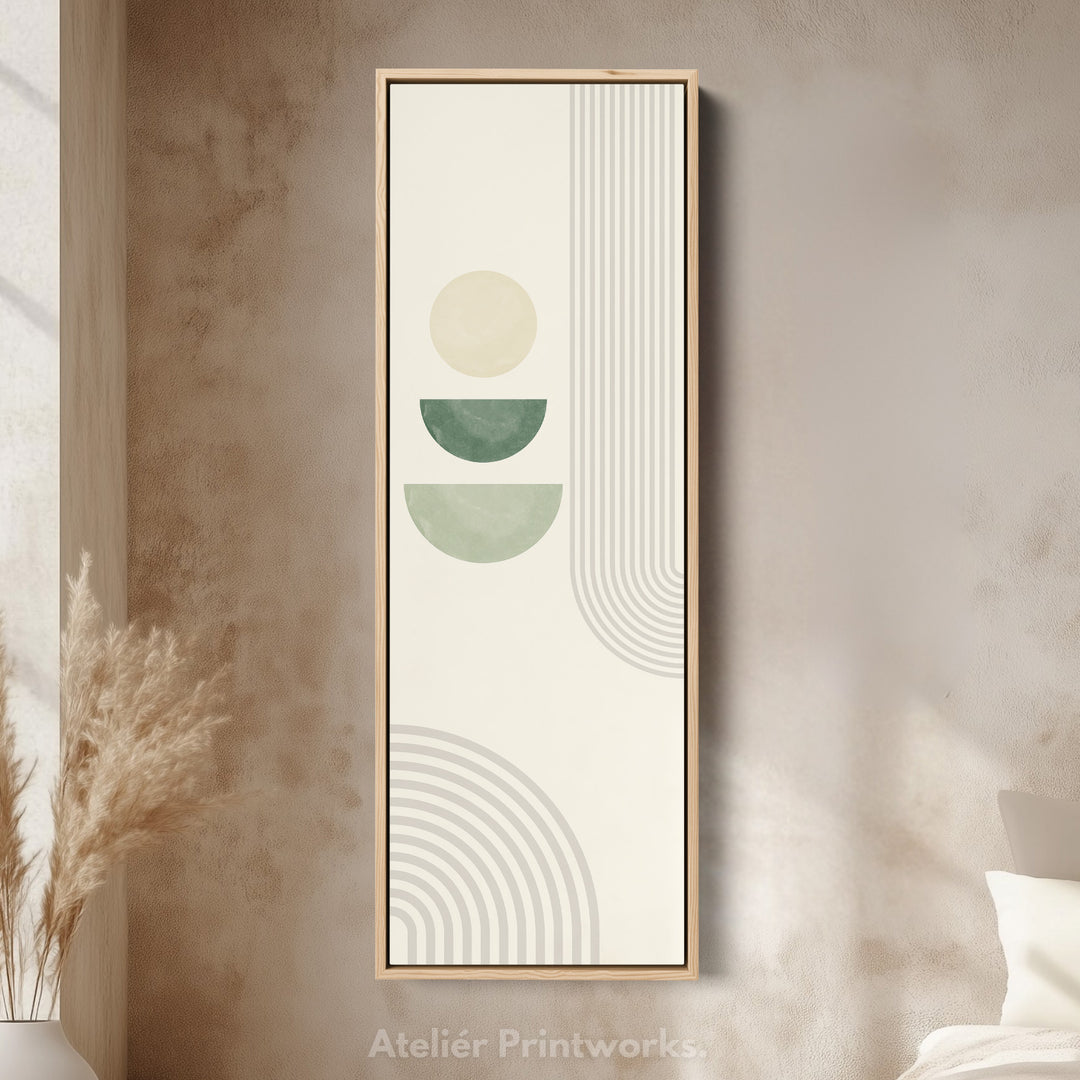 Tall Modern Abstract Wall Art Green Geometric For Hallway