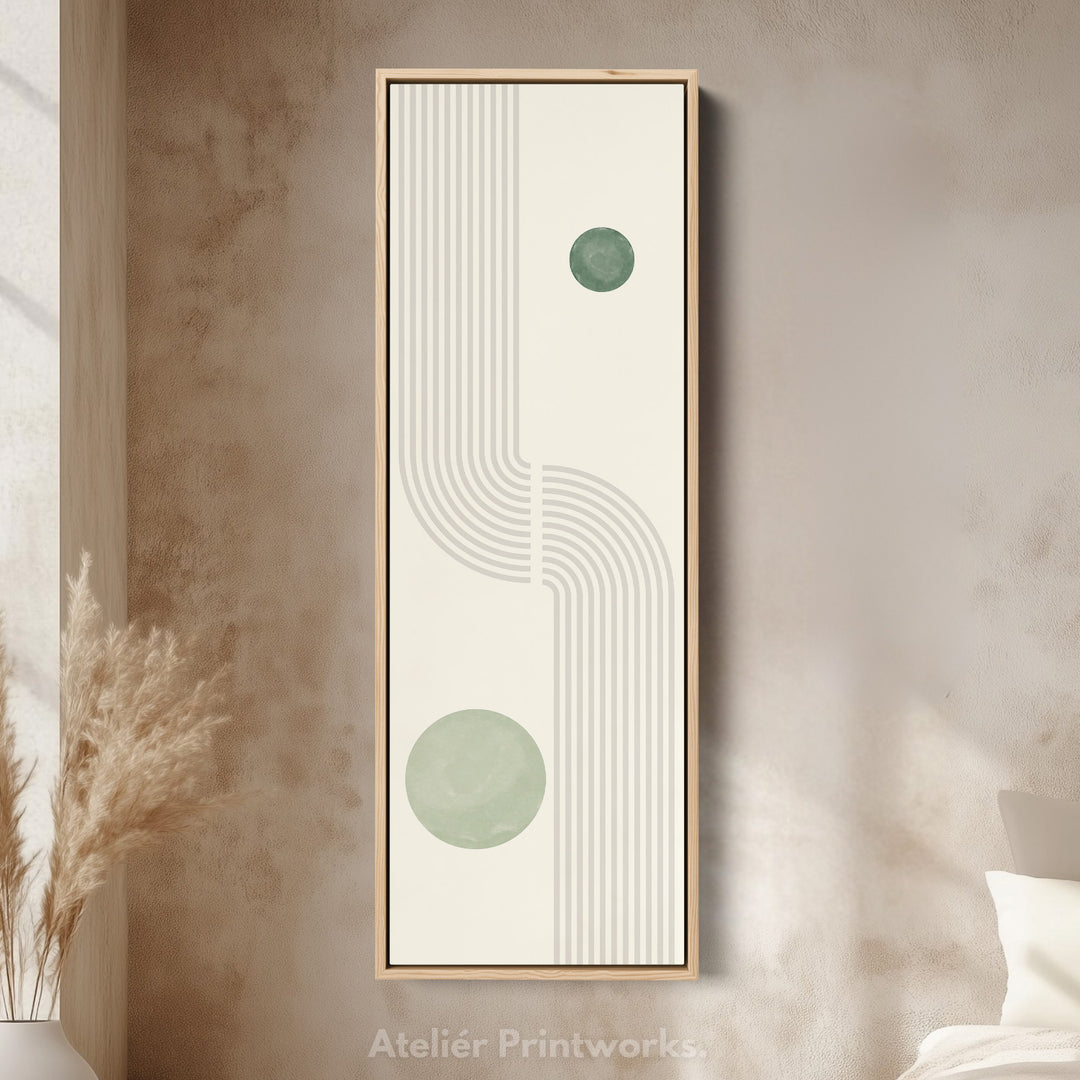 Skinny Wall Art Green Minimal Geometric For Modern Interiors