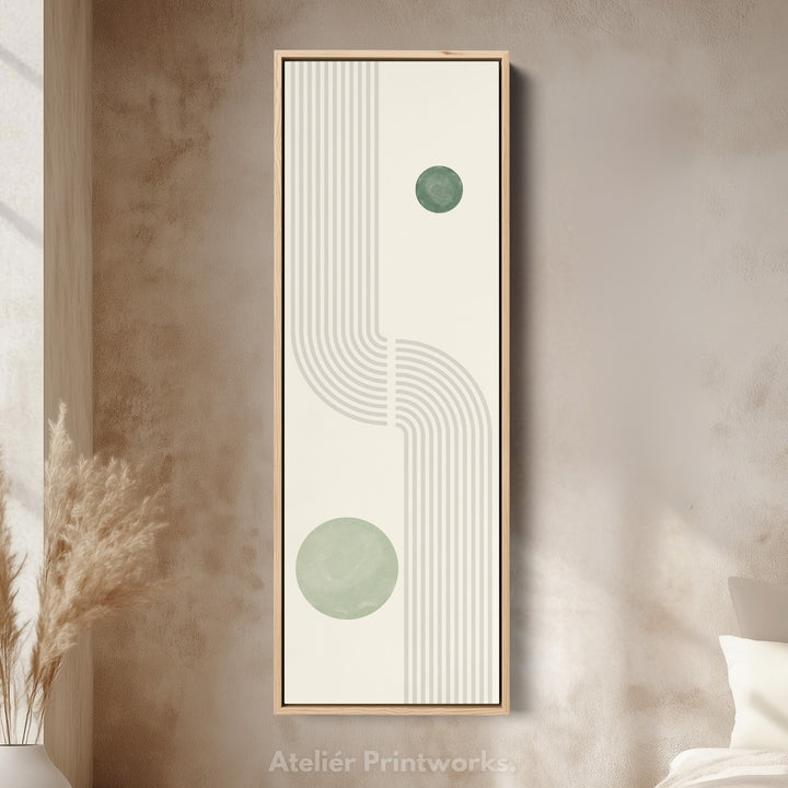 Skinny Wall Art Green Minimal Geometric For Modern Interiors
