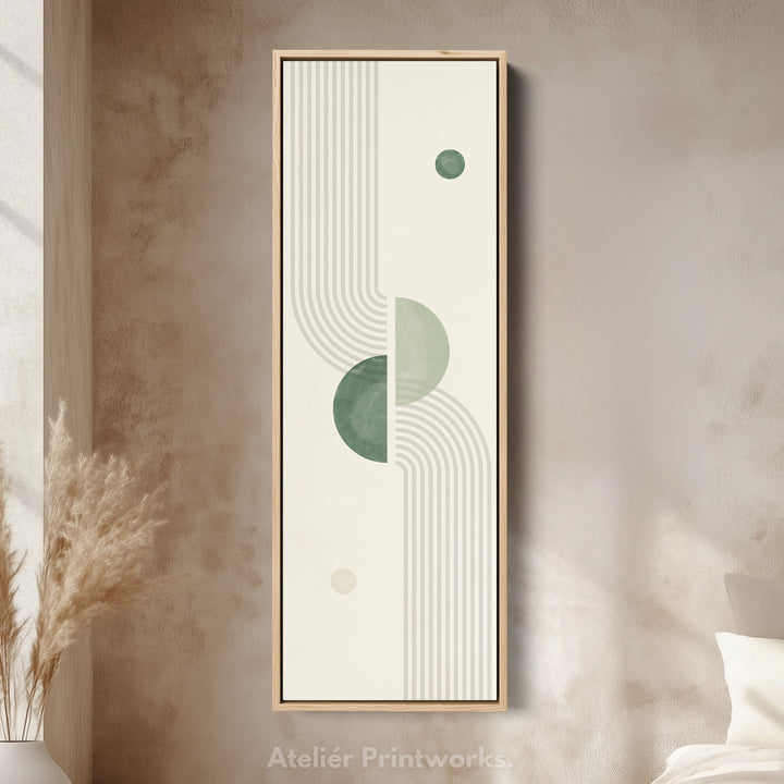 Vertical Wall Art Minimal Green Circle For Calm Modern Spaces
