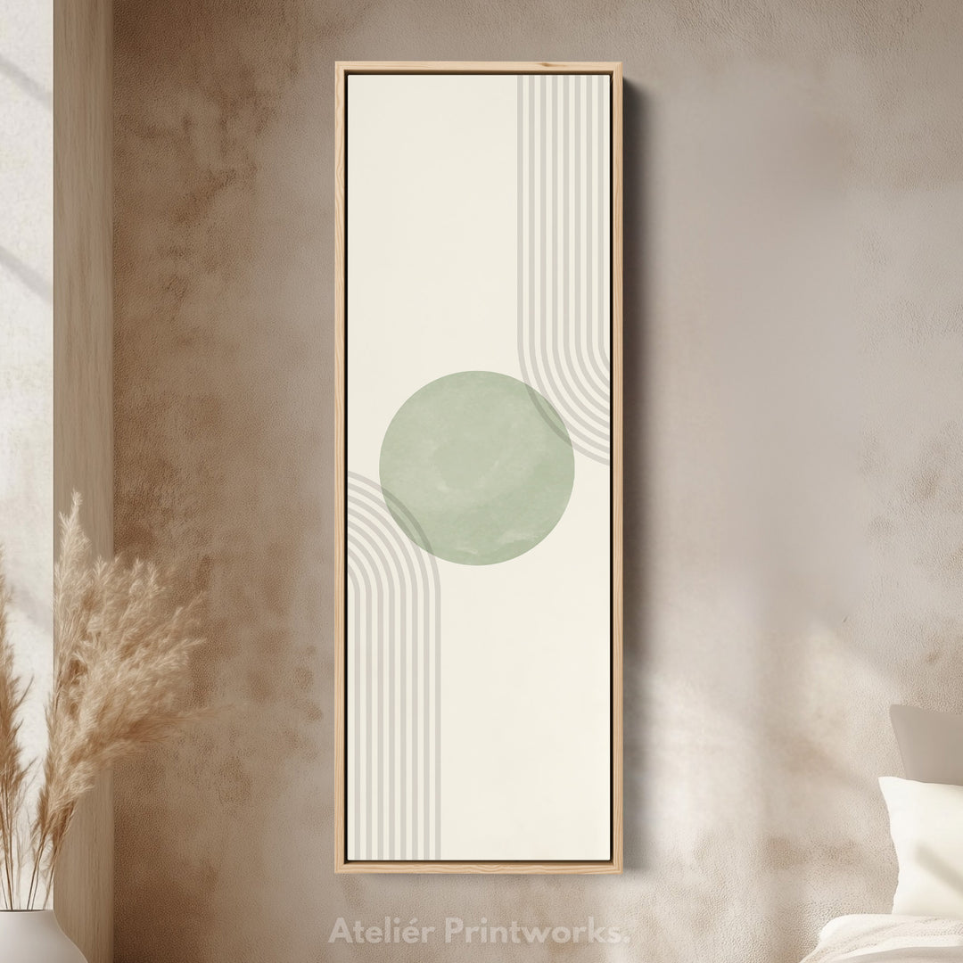 Long Vertical Canvas Green Abstract Minimal Geometric Art
