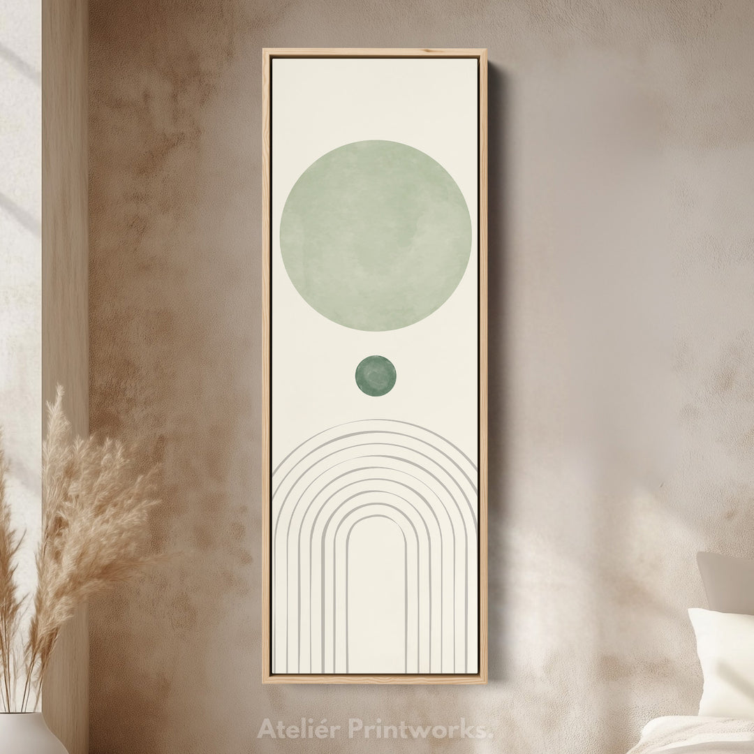 Vertical Wall Art Green Minimal Circles For Hallway Or Bedroom