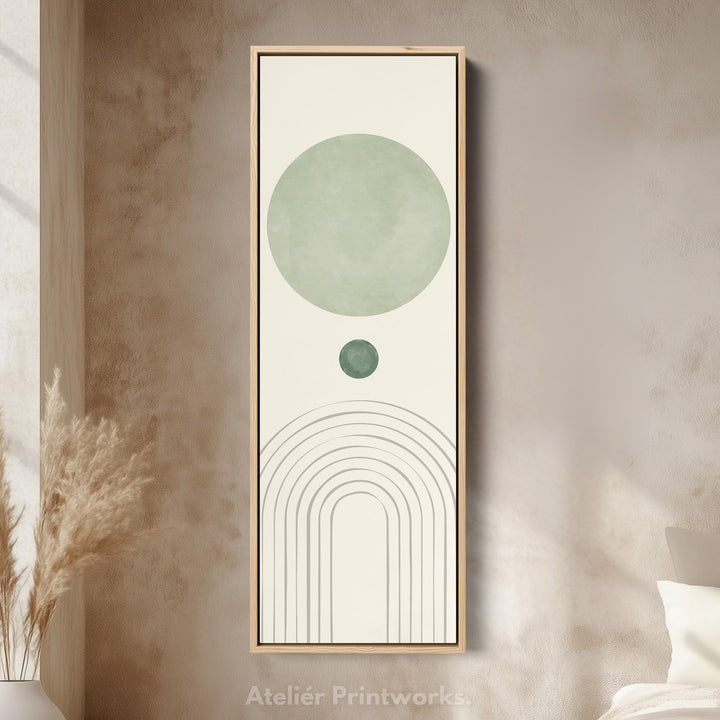 Vertical Wall Art Green Minimal Circles For Hallway Or Bedroom
