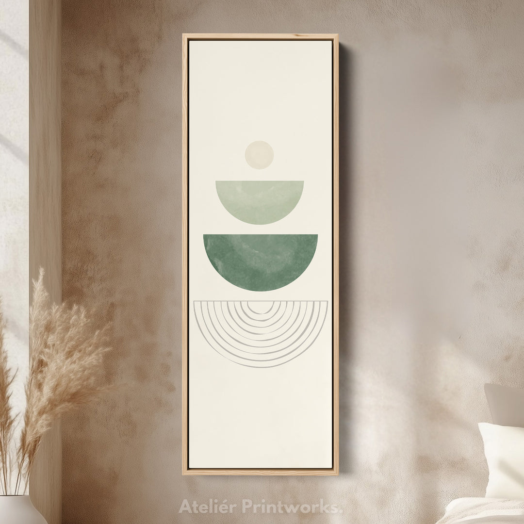 Tall Wall Art Green Stacked Shapes For Minimal Modern Interiors