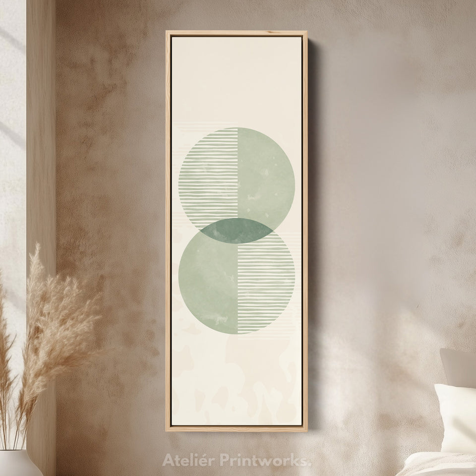 Narrow Wall Art Green Geometric Overlapping Circles For Calm Rooms