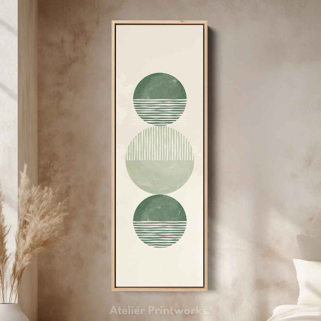 Skinny Wall Art Modern Green Circle Stack For Minimal Interiors