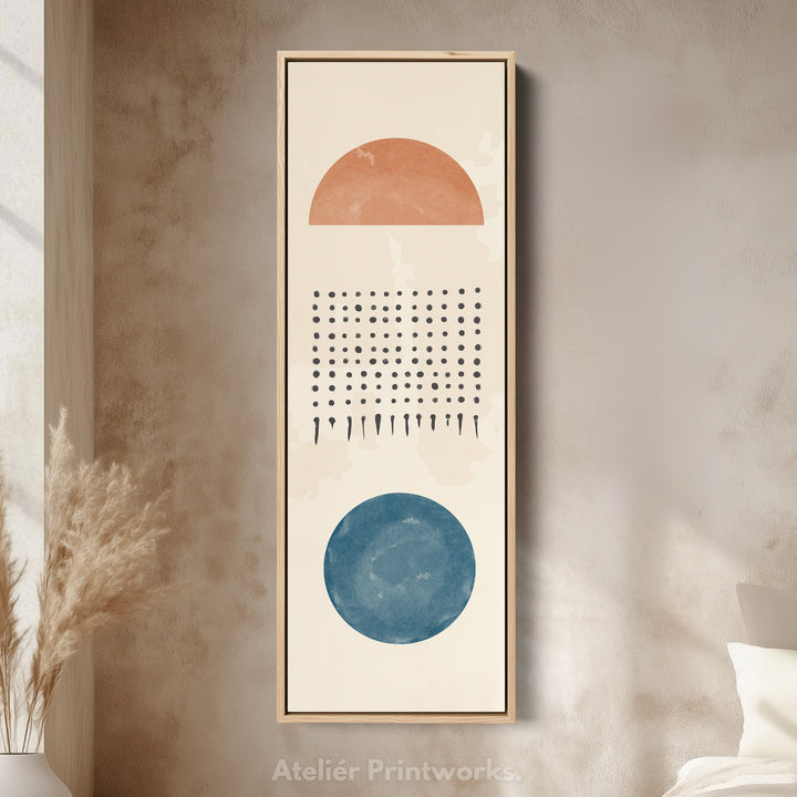 Tall Modern Abstract Wall Art Green Geometric Circle Pattern