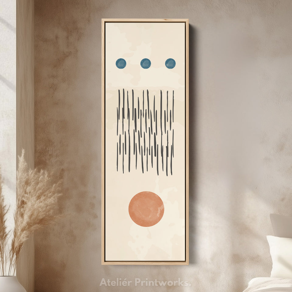 Thin Wall Art Terracotta And Blue Modern Shapes For Living Room