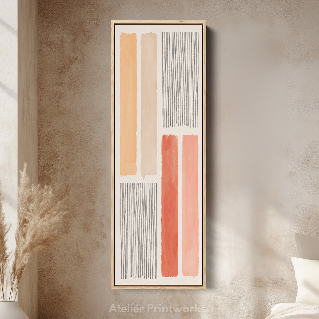 Skinny Wall Art Soft Orange And Neutral Shapes For Hallway Or Bedroom
