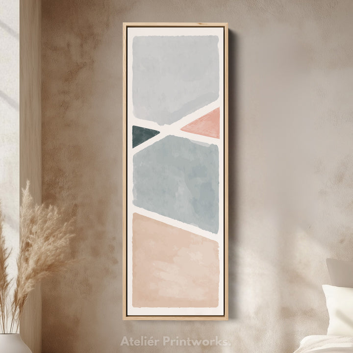 Narrow Wall Art Pink And Blue Minimal Shape Composition