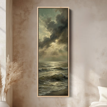 Stormy Sea Vertical Wall Art Framed Canvas Print For Living Room