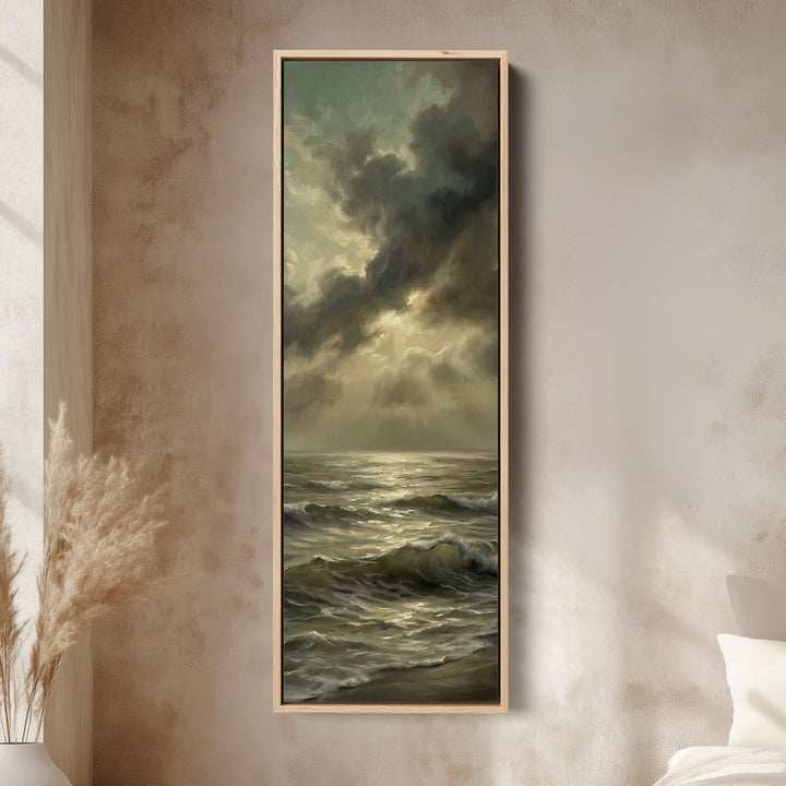 Stormy Sea Vertical Wall Art Framed Canvas Print For Living Room