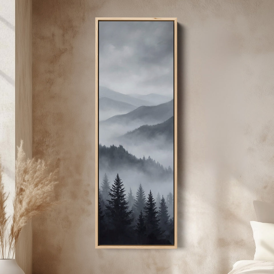 Above Soft Wall Art Misty Mountain Forest Extra Wide Canvas For Hallway