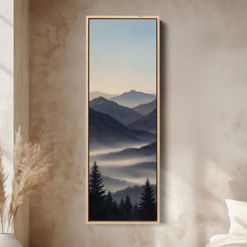 Mountain Valley Mist Wide Canvas Vertical Canvas Print For Office