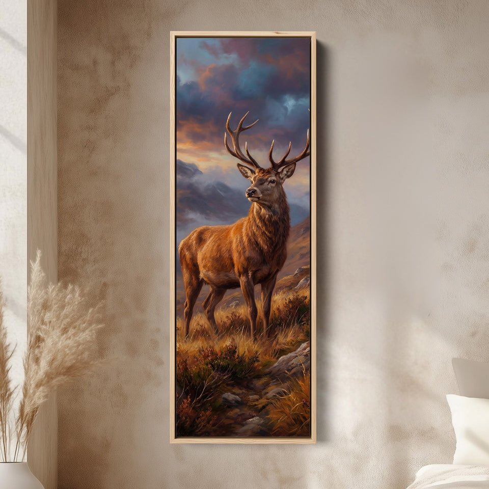 Red Deer Vertical Wall Art Panoramic Canvas Print For Living Room