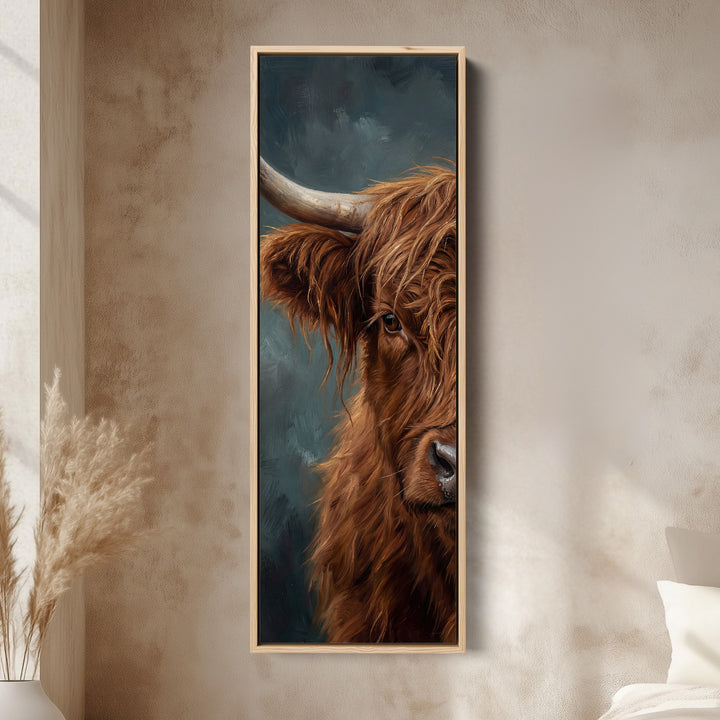 Highland Cow Above Bed Wall Art Panoramic Canvas Print Bedroom