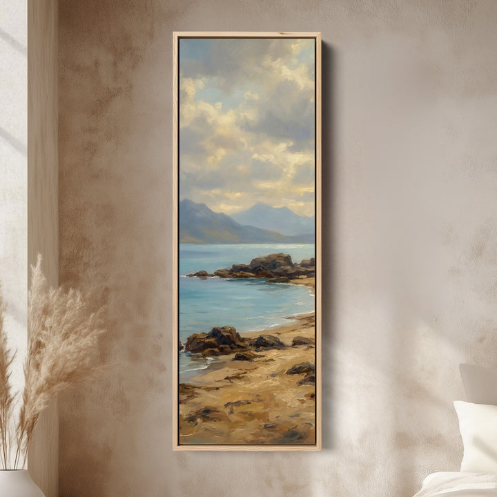 Rocky Beach Coastline Above Soft Wall Art Extra Wide Canvas Kitchen