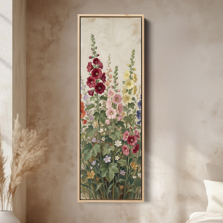 Tall Garden Blooms Long Wall Art Vertical Canvas Print Bedroom