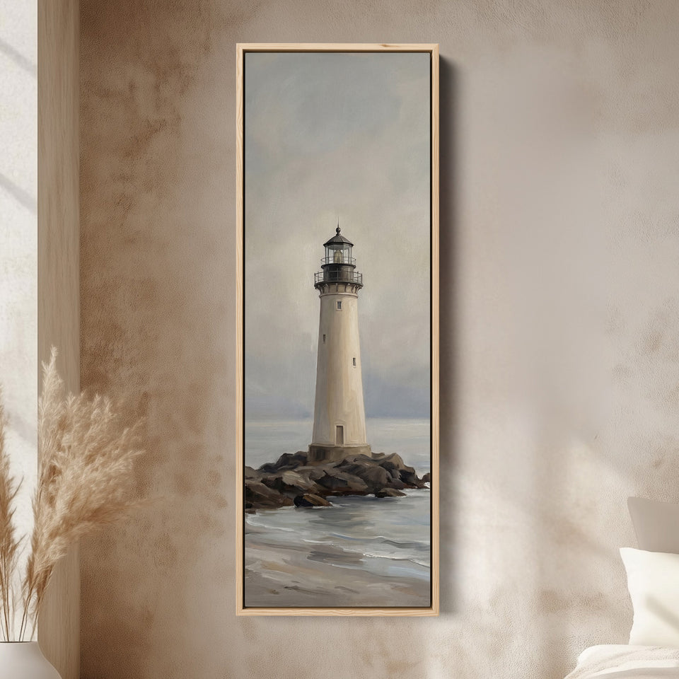 Minimal Lighthouse Vertical Wall Art Panoramic Canvas Print Office