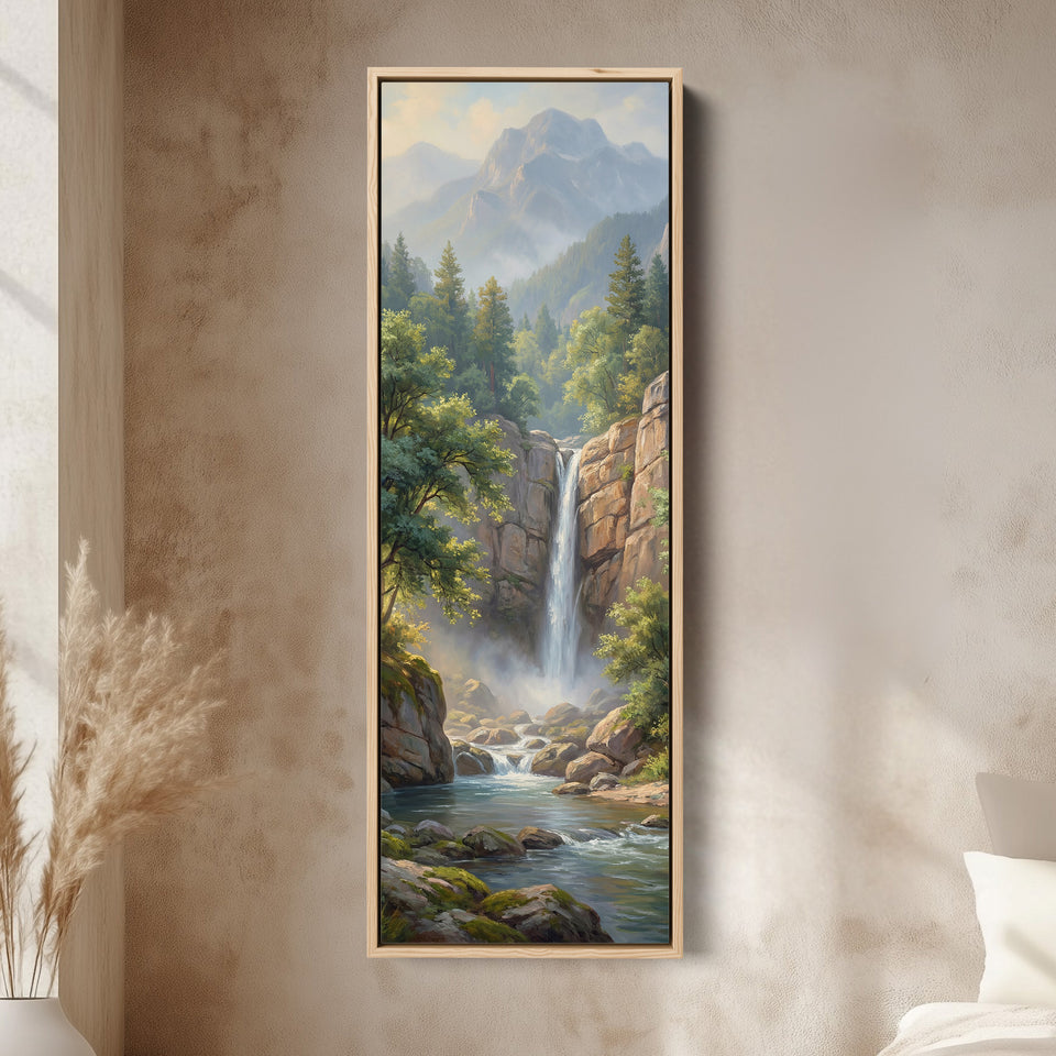 Cascade de montagne Art mural vertical Décoration murale pour salon