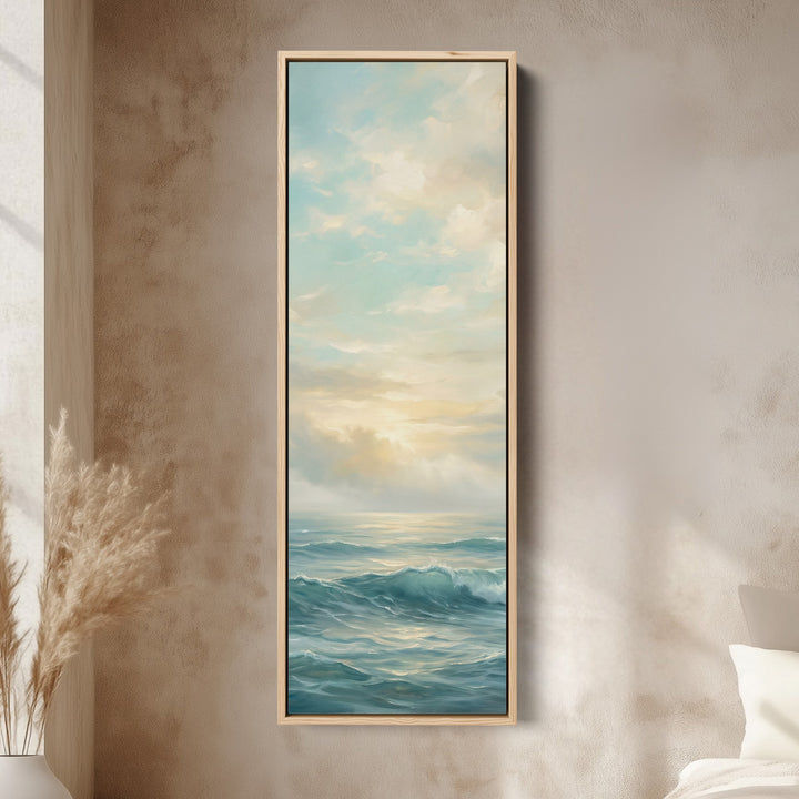 Calm Ocean Above Bed Wall Art Panoramic Canvas Print Bedroom