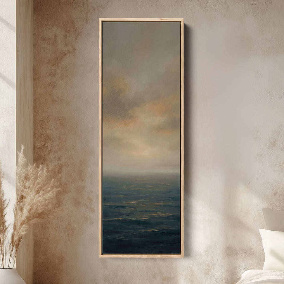 Moody Ocean Horizon Panoramic Wall Art Extra Wide Canvas Bedroom