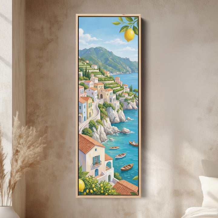 Coastal Village Vertical Wall Art Panoramic Canvas Print Kitchen