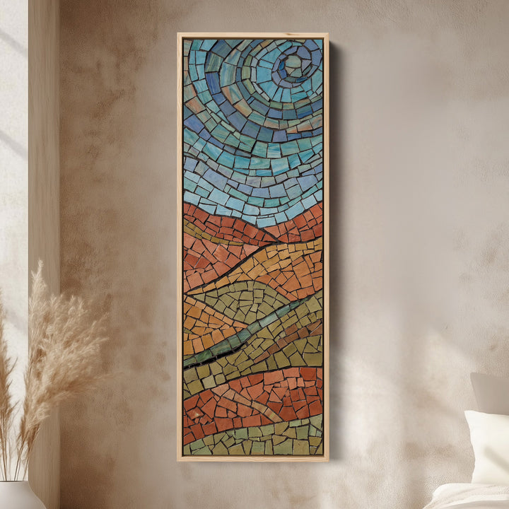 Mosaic Landscape Above Bed Wall Art Panoramic Canvas Print Bedroom