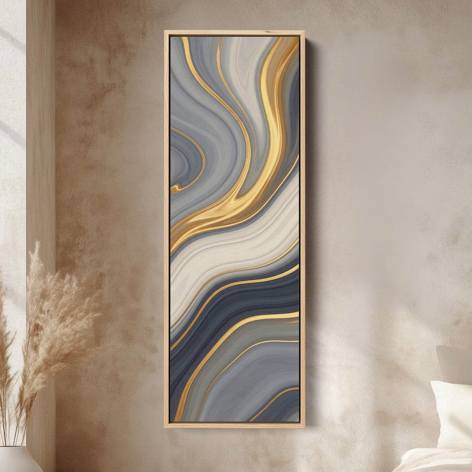 Abstract Gold Waves Above Soft Wall Art Extra Wide Canvas Office
