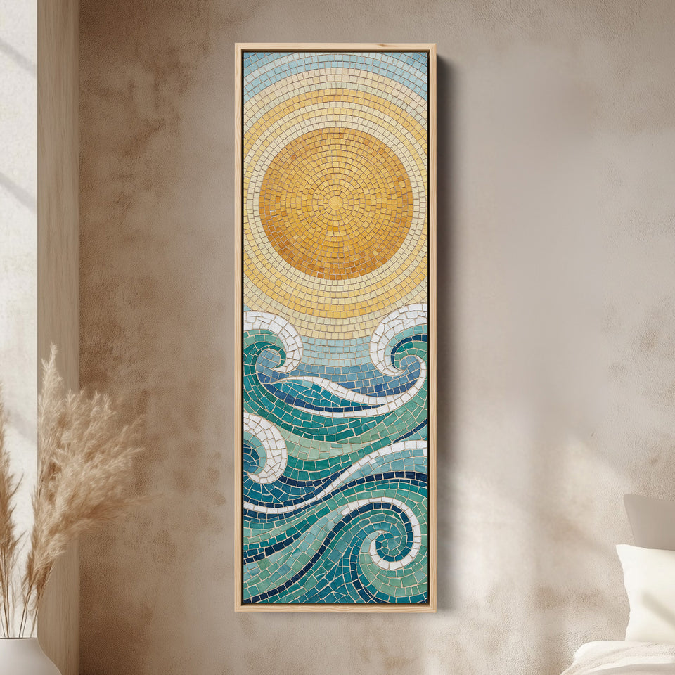 Sun And Waves Panoramic Wall Art Extra Wide Canvas Hallway