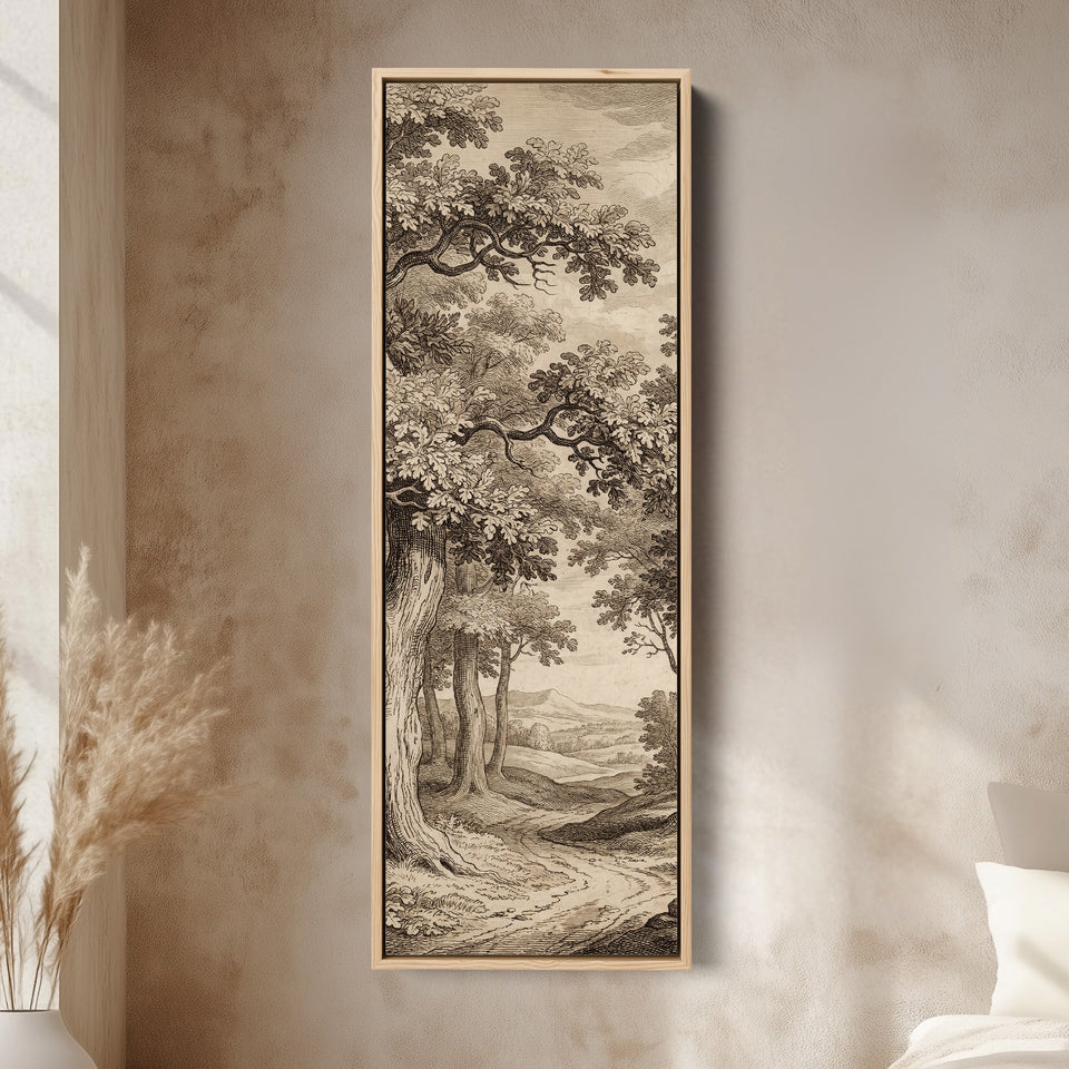Vintage Forest Landscape Vertical Wall Art Panoramic Canvas Print Bedroom